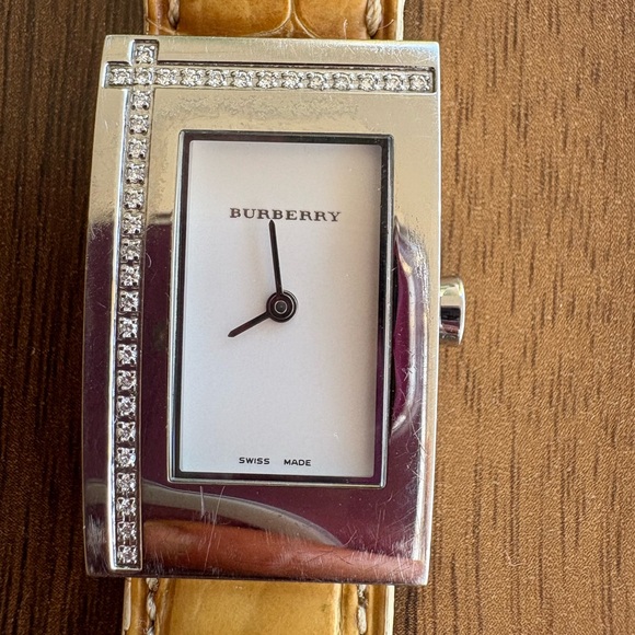 Burberry Real Diamond & Crocodile Leather Band Watch - Picture 1 of 12